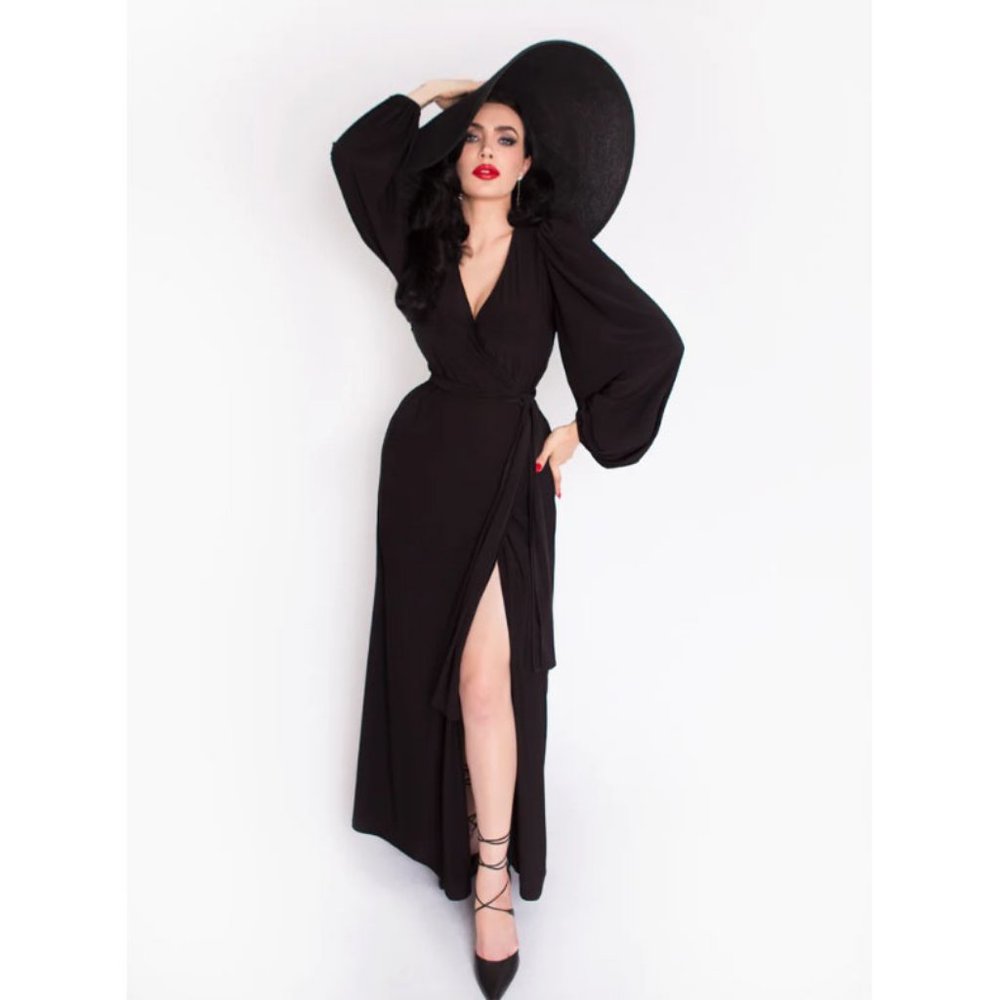 Chic Black Wrap Maxi Dress